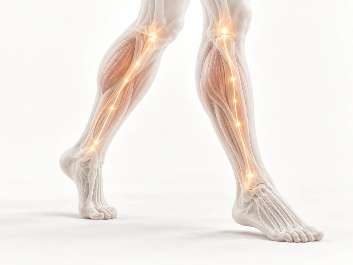 Illustration of leg muscles and bones in motion